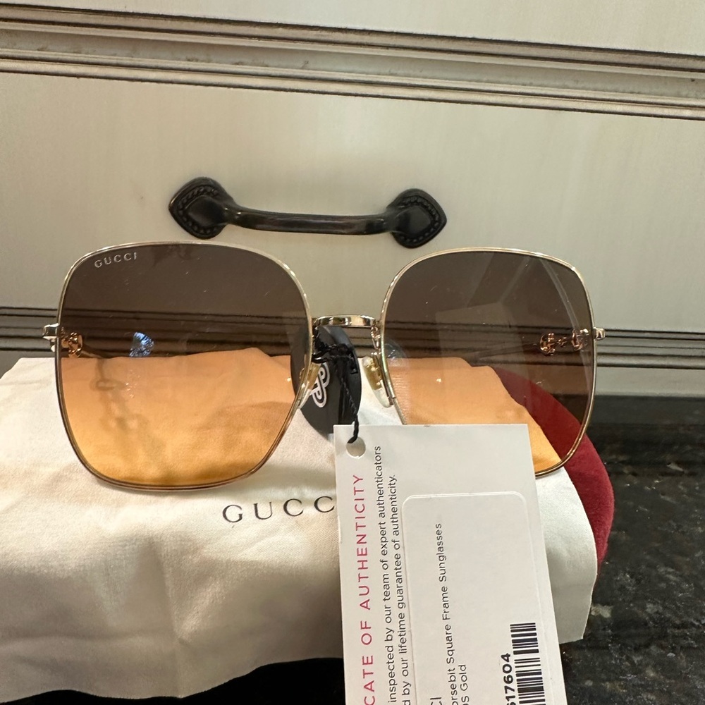 Gucci Gold-Toned Square Sunglasses